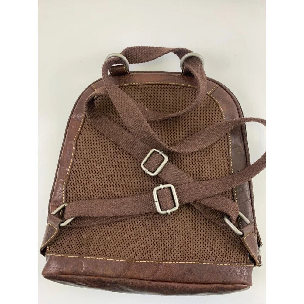 Jack Georges Voyager Convertible Backpack Crossbody Brown Buffalo Leather Zip